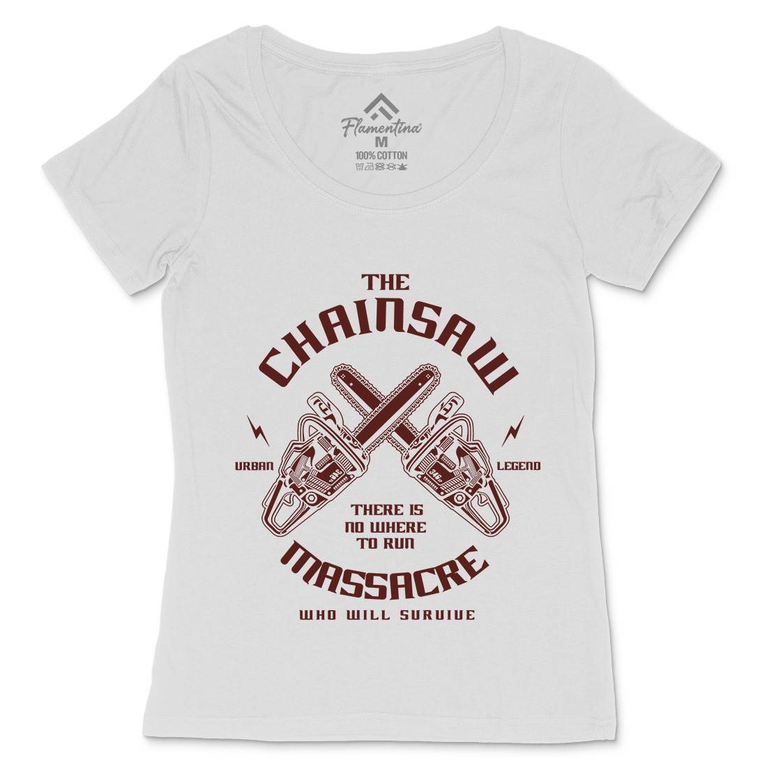 Chainsaw Womens Scoop Neck T-Shirt Horror A029