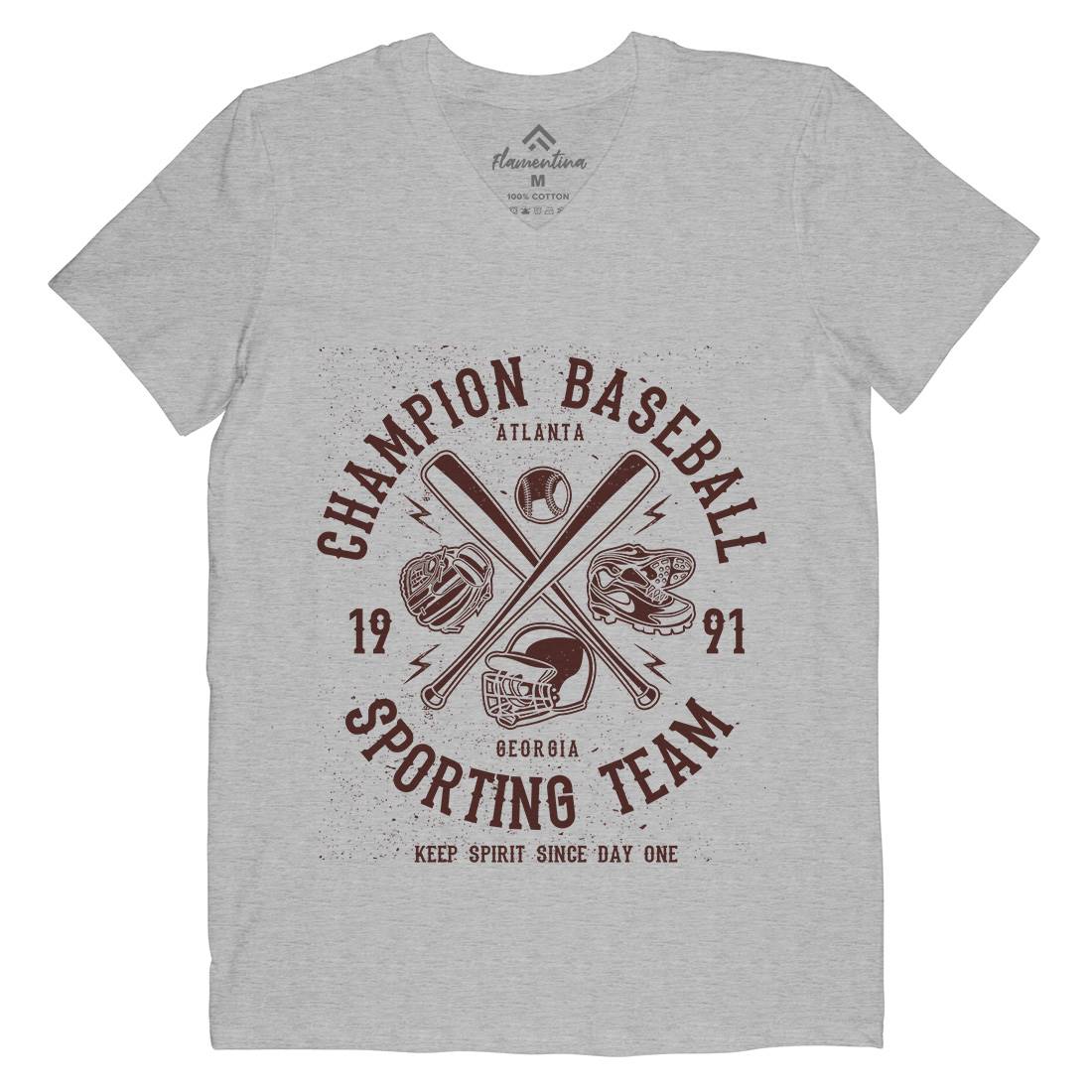 Champion Baseball Mens Organic V-Neck T-Shirt Sport A030