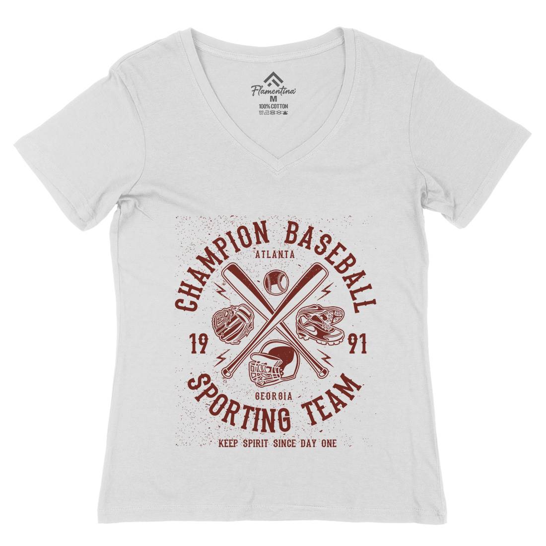 Champion Baseball Womens Organic V-Neck T-Shirt Sport A030