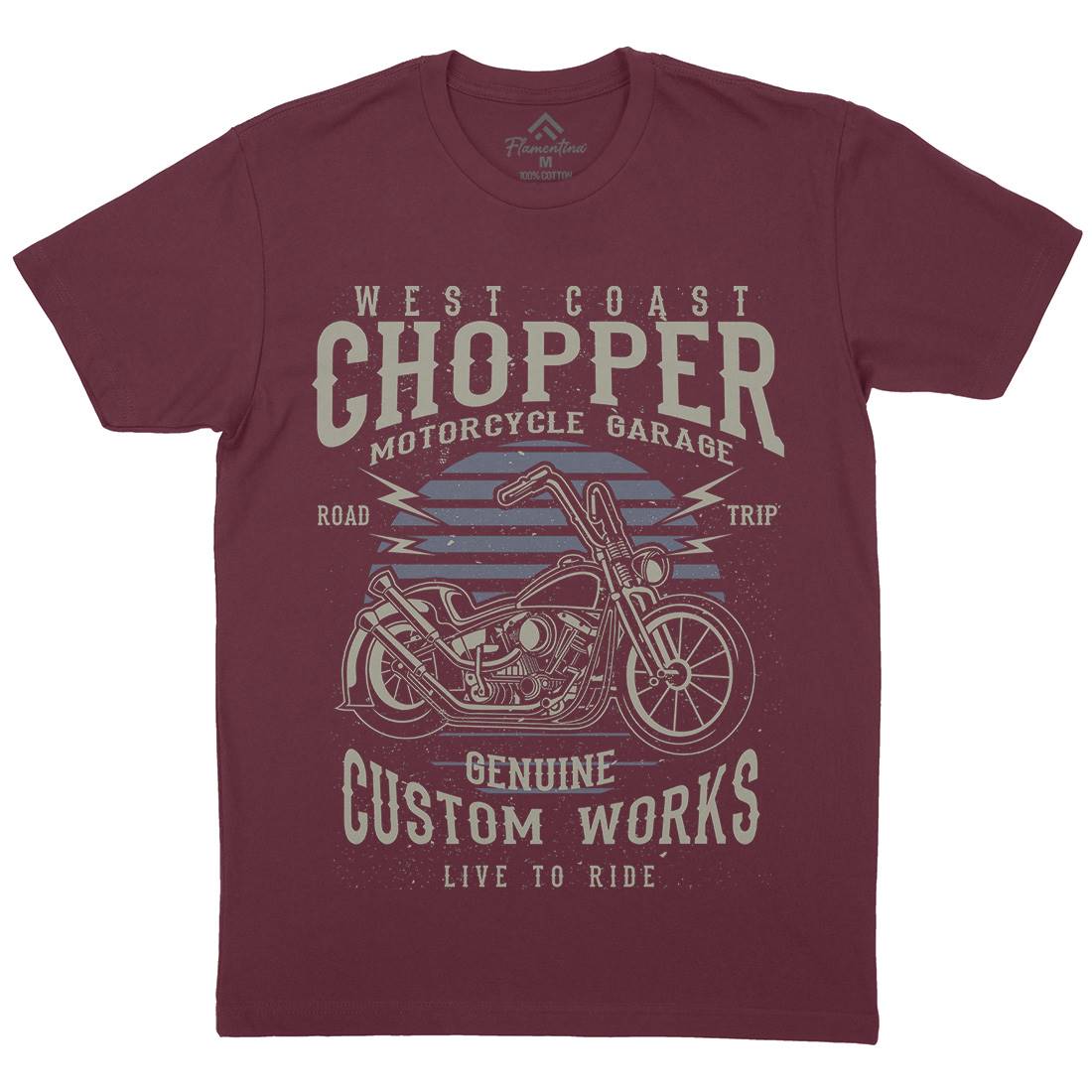 Chopper Mens Crew Neck T-Shirt Motorcycles A032