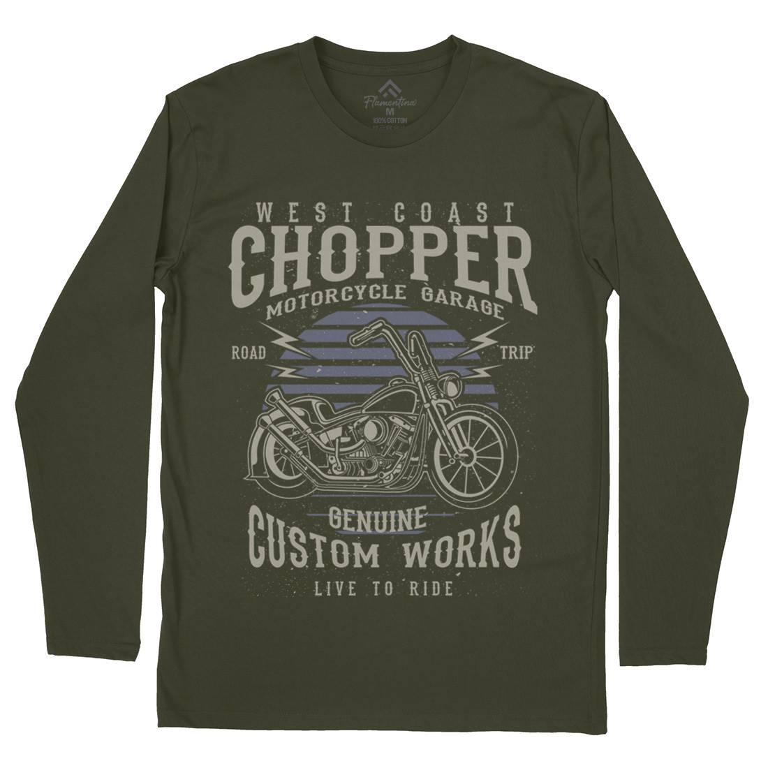 Chopper Mens Long Sleeve T-Shirt Motorcycles A032