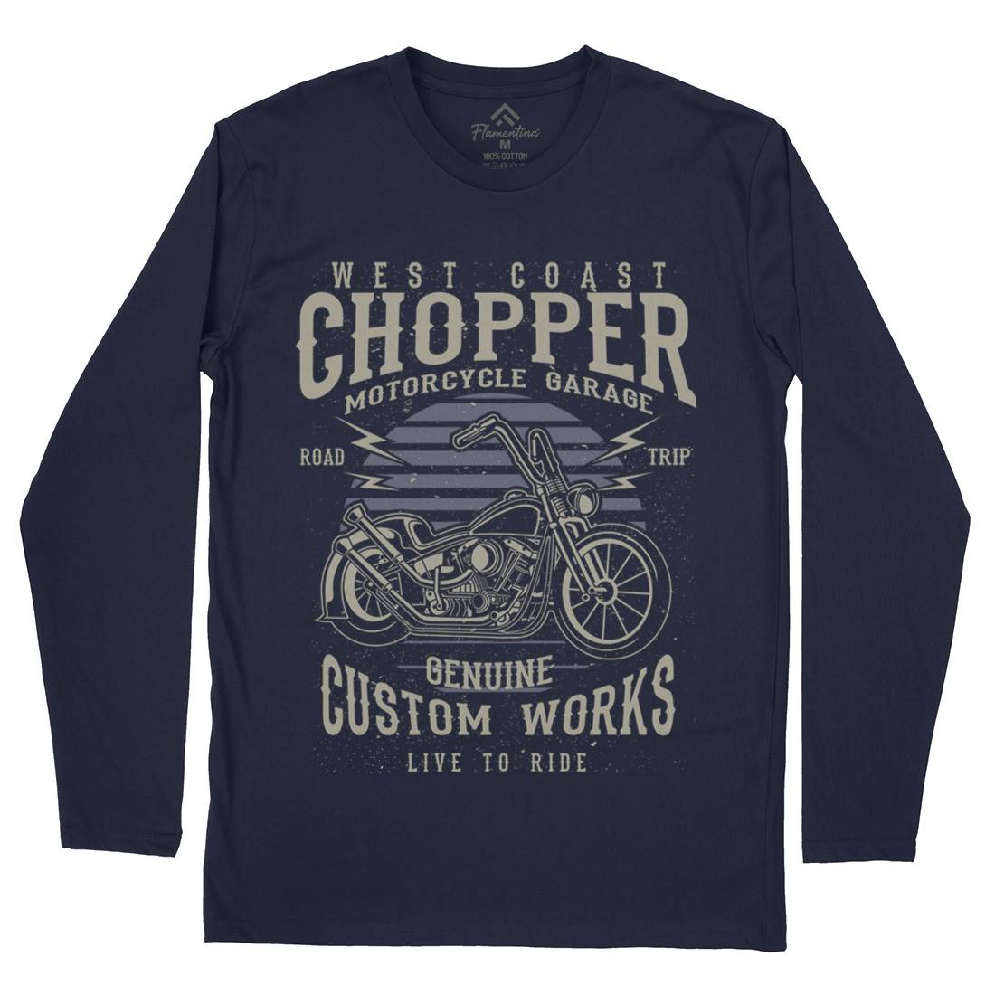 Chopper Mens Long Sleeve T-Shirt Motorcycles A032