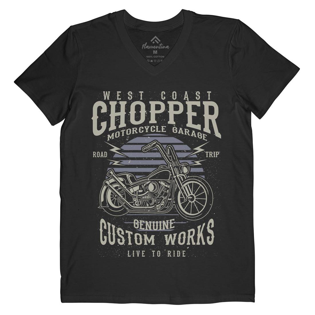 Chopper Mens Organic V-Neck T-Shirt Motorcycles A032