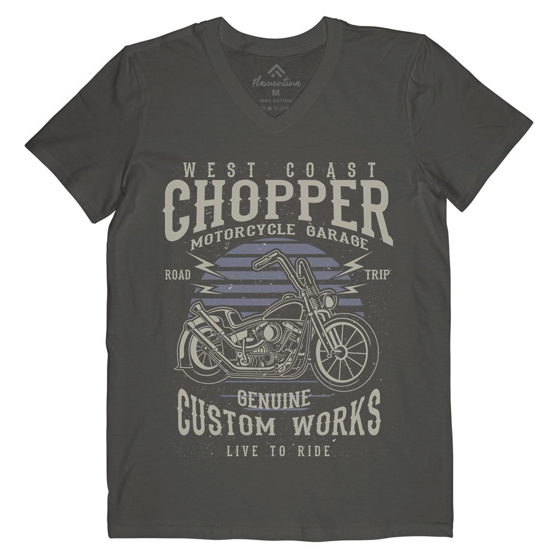 Chopper Mens V-Neck T-Shirt Motorcycles A032