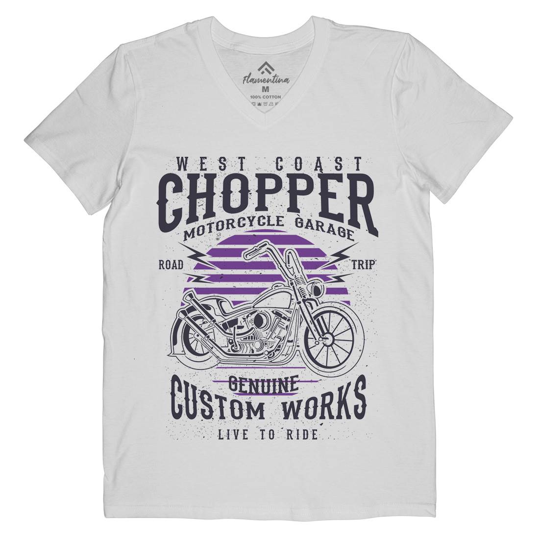 Chopper Mens V-Neck T-Shirt Motorcycles A032