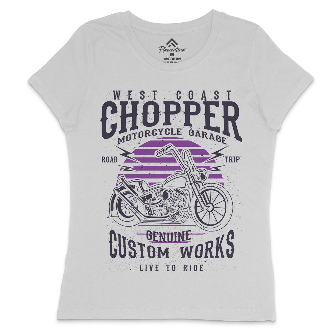 Chopper Womens Crew Neck T-Shirt Motorcycles A032