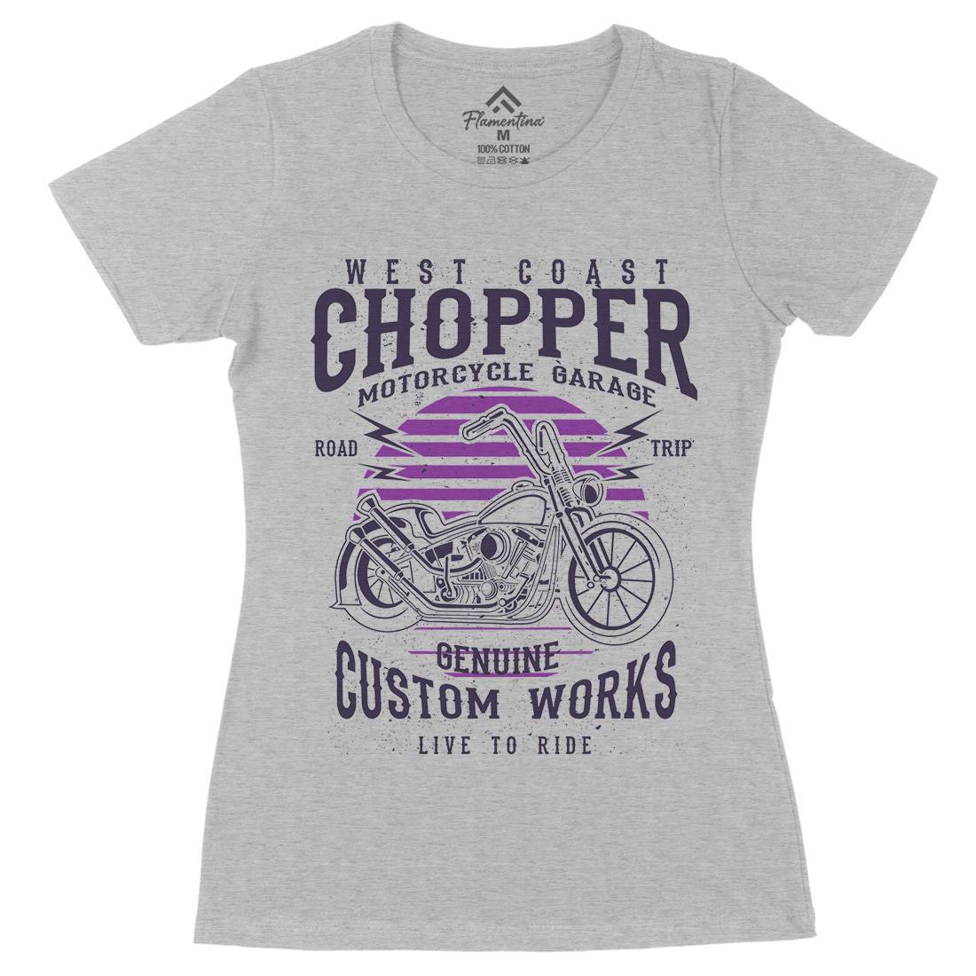 Chopper Womens Organic Crew Neck T-Shirt Motorcycles A032