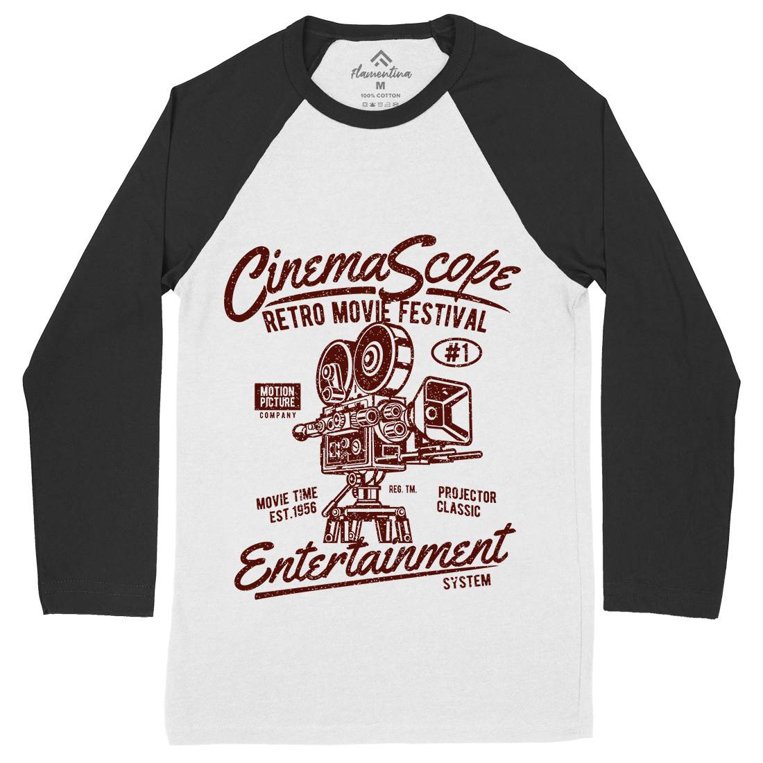 Cinema Scope Mens Long Sleeve Baseball T-Shirt Media A033