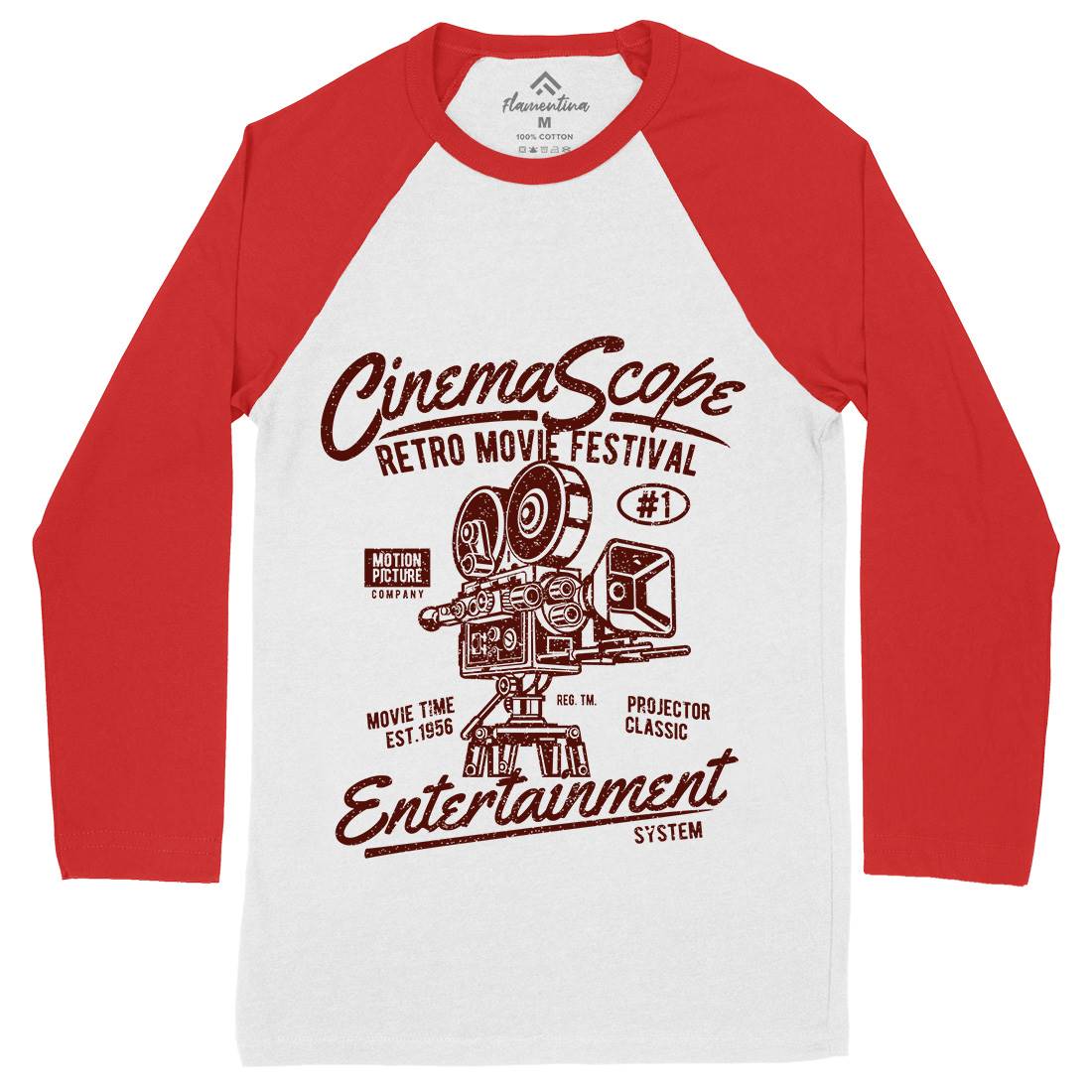 Cinema Scope Mens Long Sleeve Baseball T-Shirt Media A033