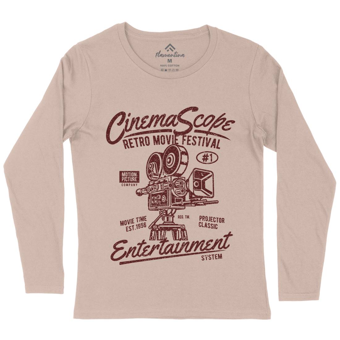 Cinema Scope Womens Long Sleeve T-Shirt Media A033