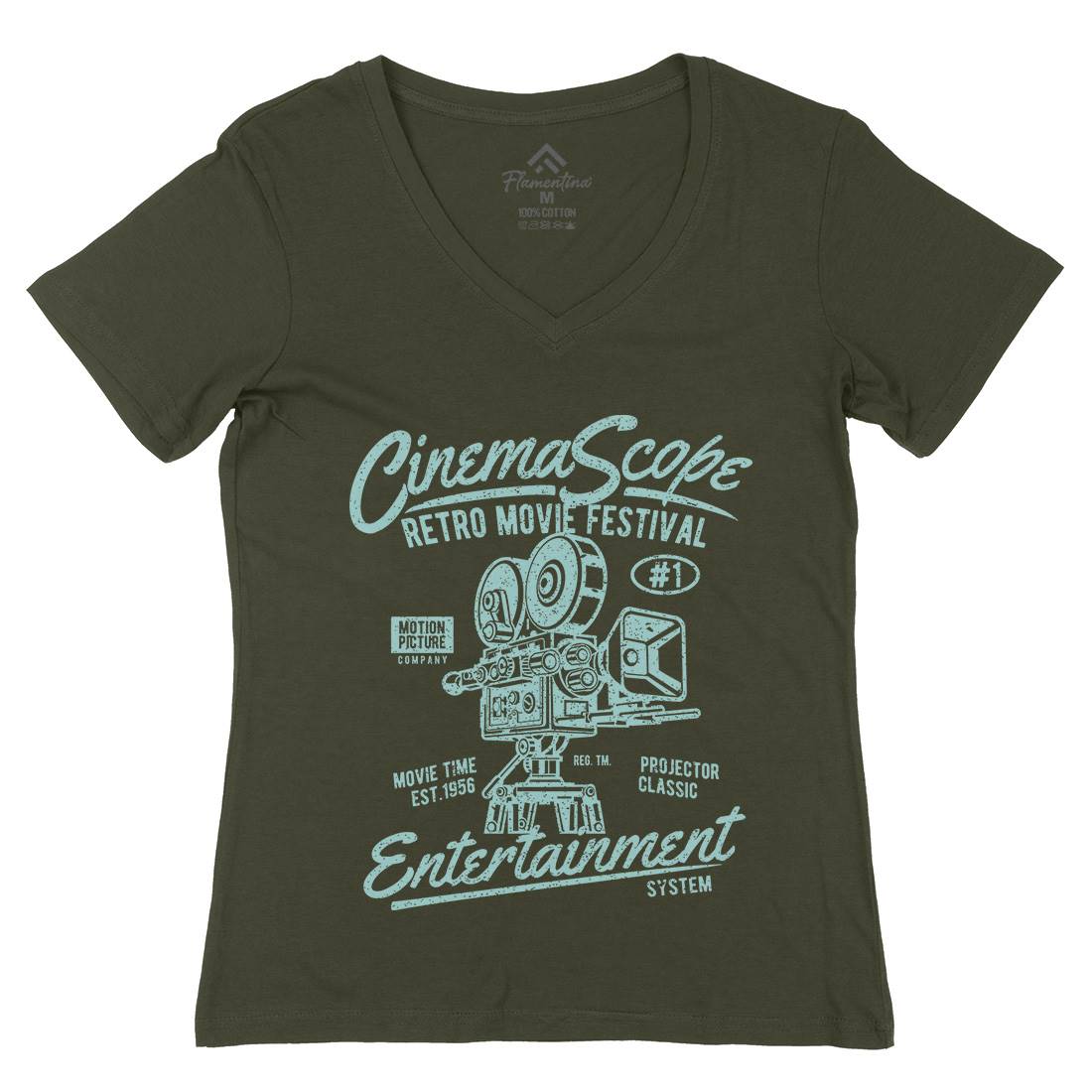Cinema Scope Womens Organic V-Neck T-Shirt Media A033