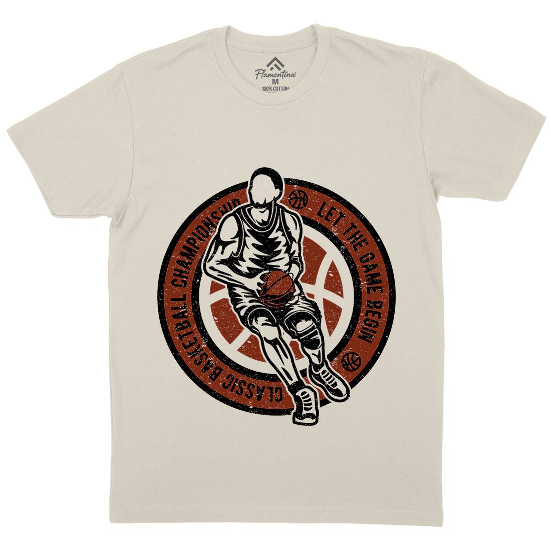 Classic Basketball Mens Organic Crew Neck T-Shirt Sport A034