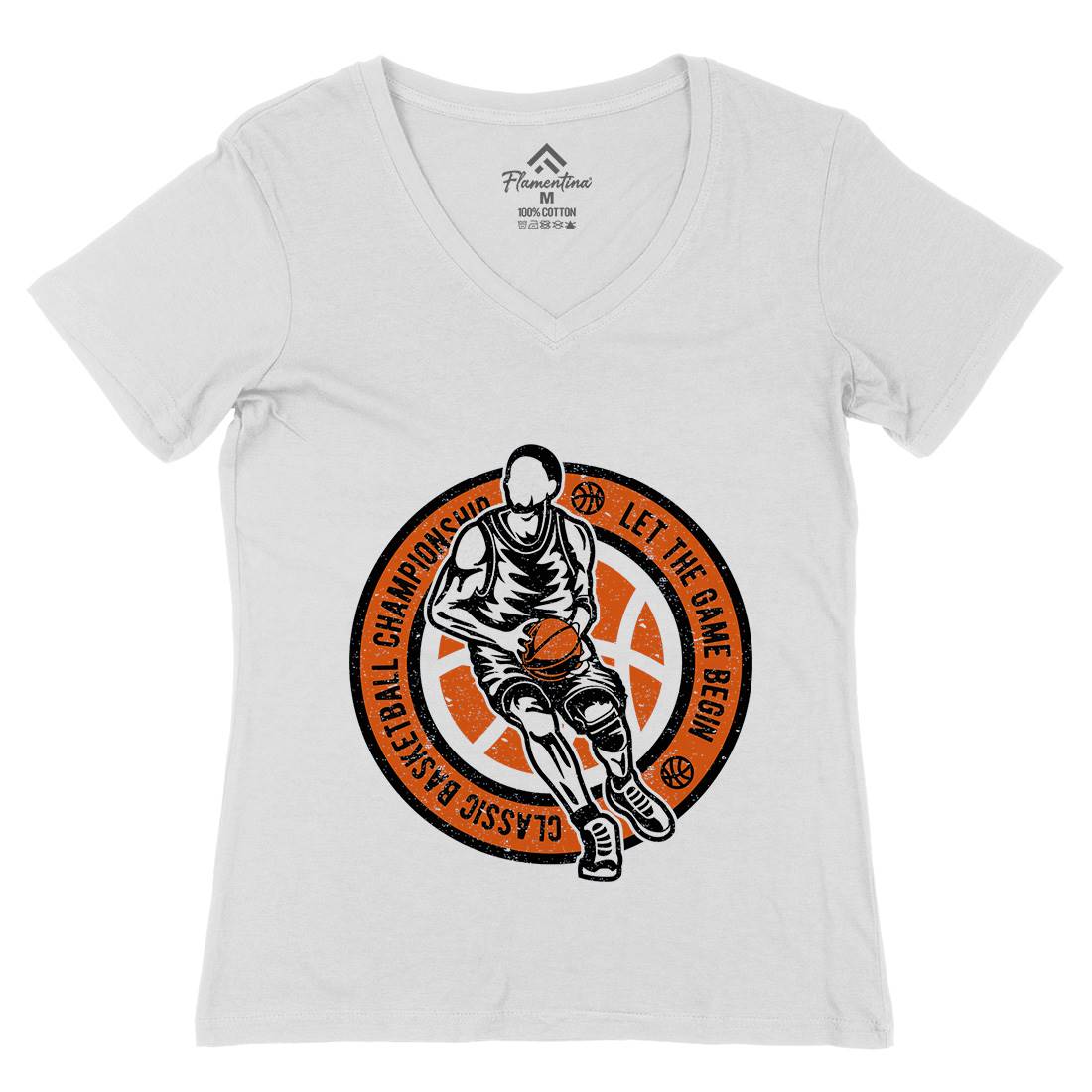 Classic Basketball Womens Organic V-Neck T-Shirt Sport A034
