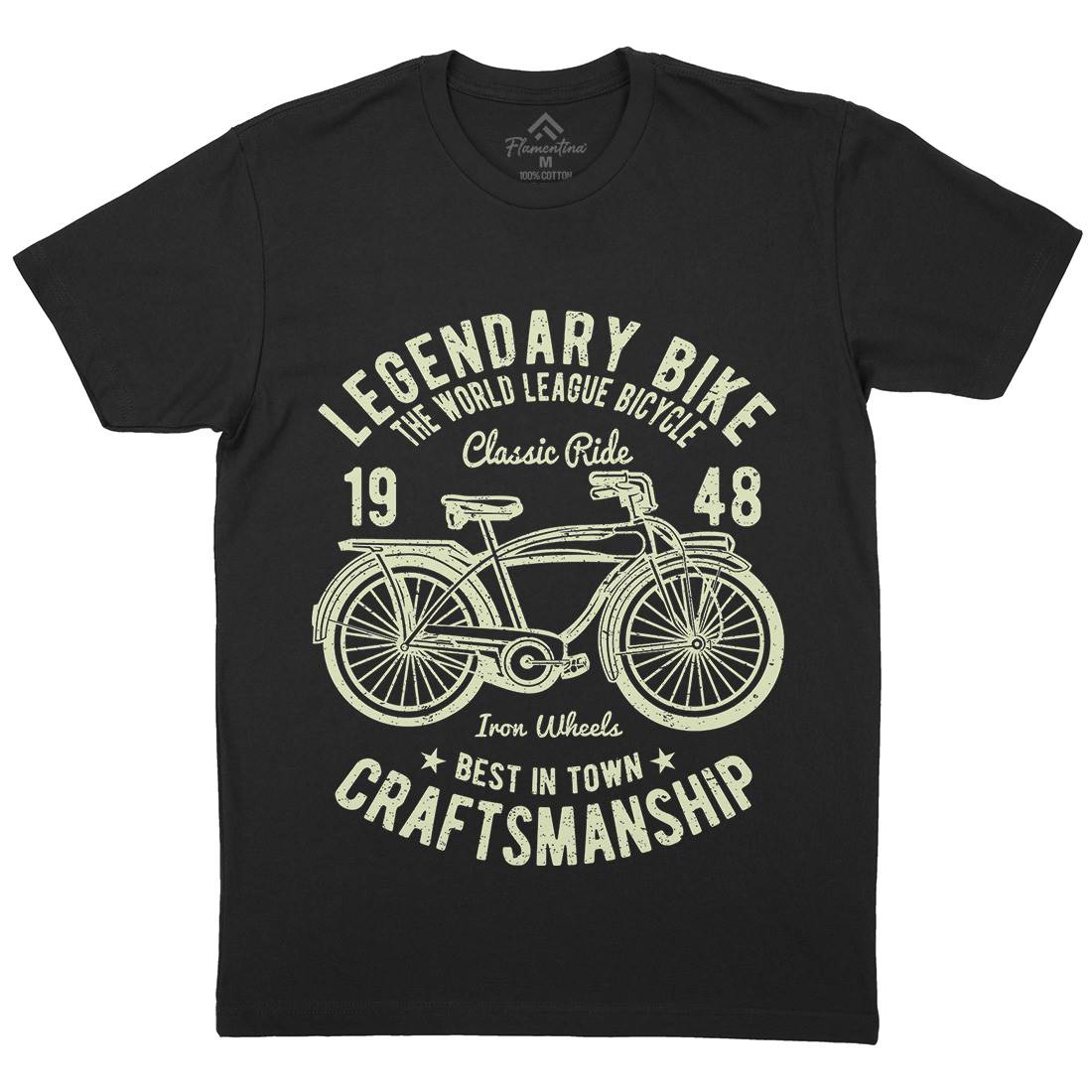 Classic Bicycle Mens Organic Crew Neck T-Shirt Bikes A035