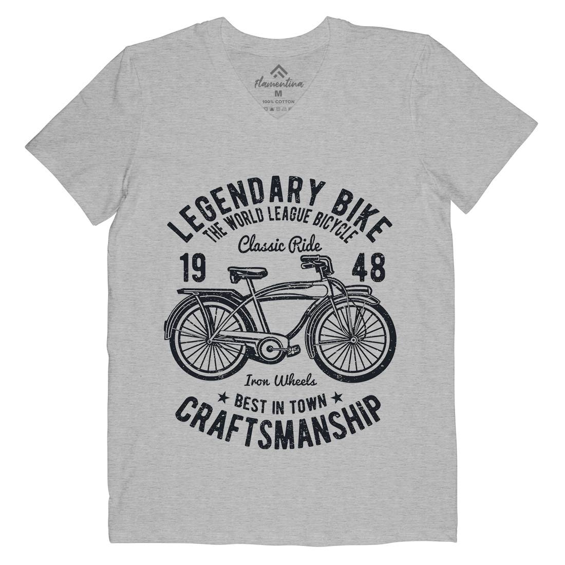 Classic Bicycle Mens Organic V-Neck T-Shirt Bikes A035