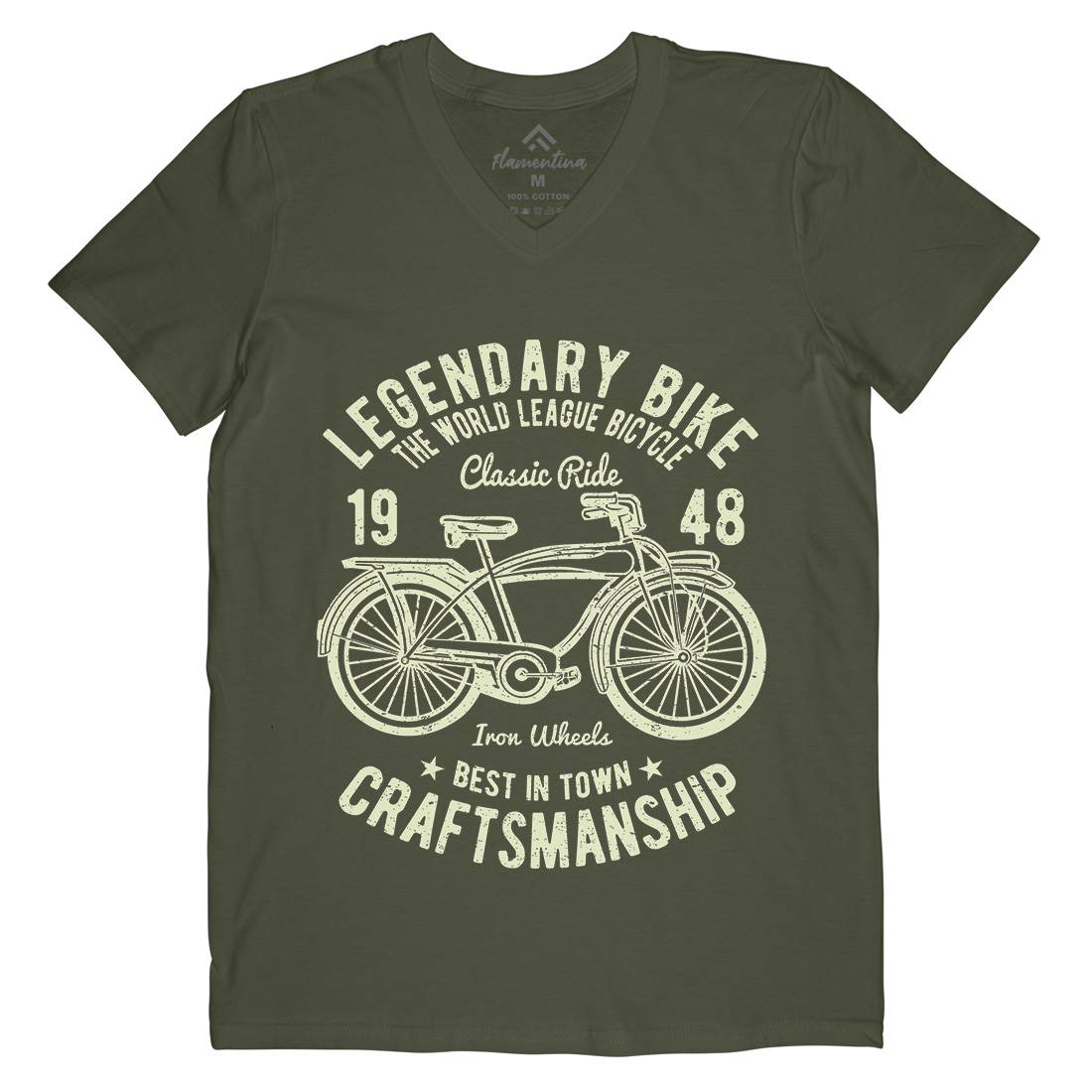 Classic Bicycle Mens Organic V-Neck T-Shirt Bikes A035