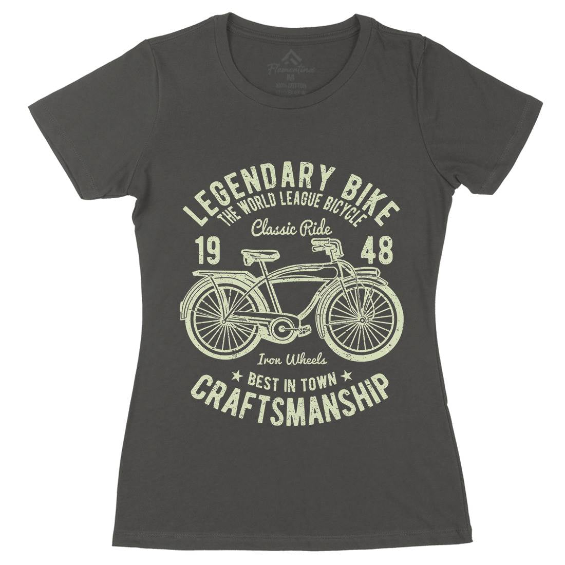 Classic Bicycle Womens Organic Crew Neck T-Shirt Bikes A035