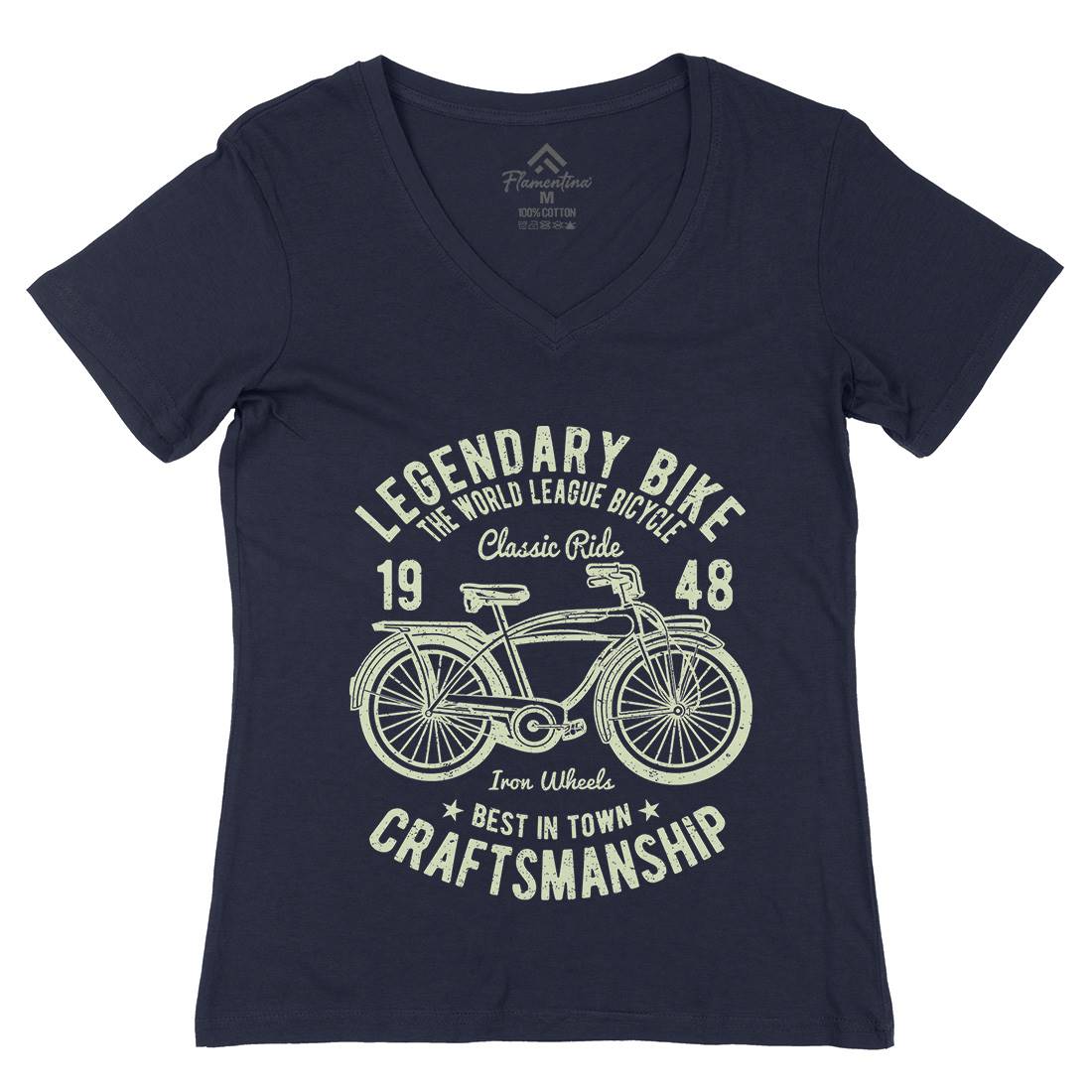 Classic Bicycle Womens Organic V-Neck T-Shirt Bikes A035