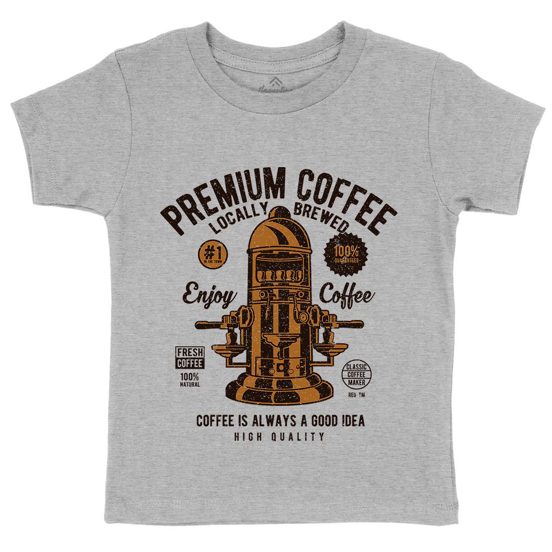Classic Coffee Maker Kids Organic Crew Neck T-Shirt Drinks A036