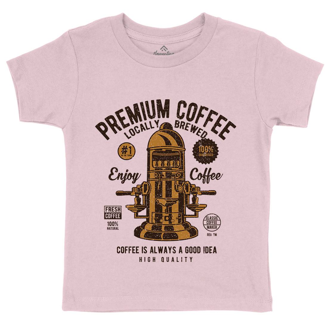 Classic Coffee Maker Kids Crew Neck T-Shirt Drinks A036