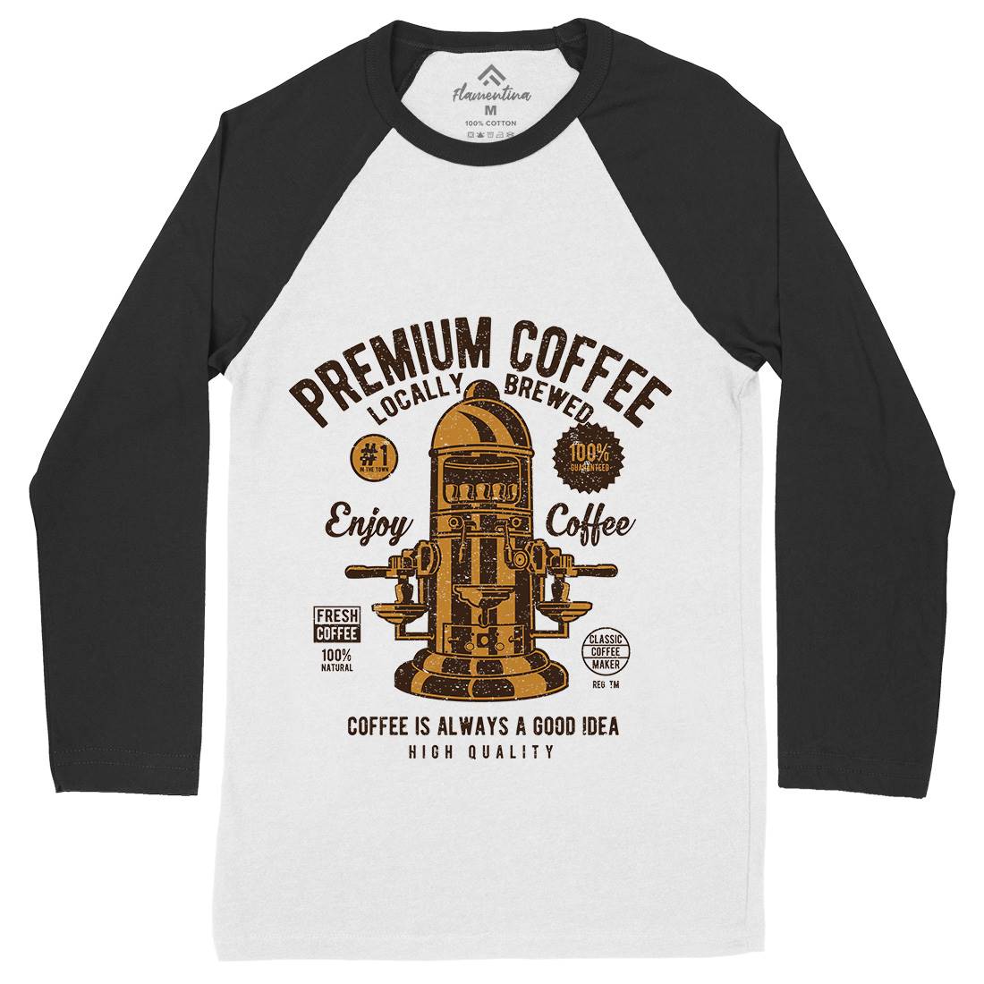 Classic Coffee Maker Mens Long Sleeve Baseball T-Shirt Drinks A036