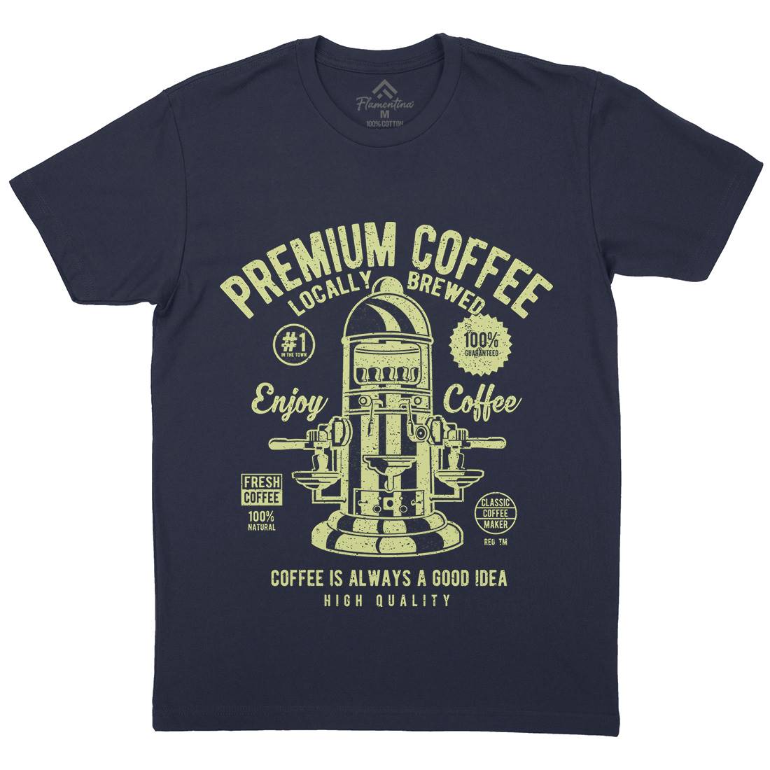 Classic Coffee Maker Mens Organic Crew Neck T-Shirt Drinks A036