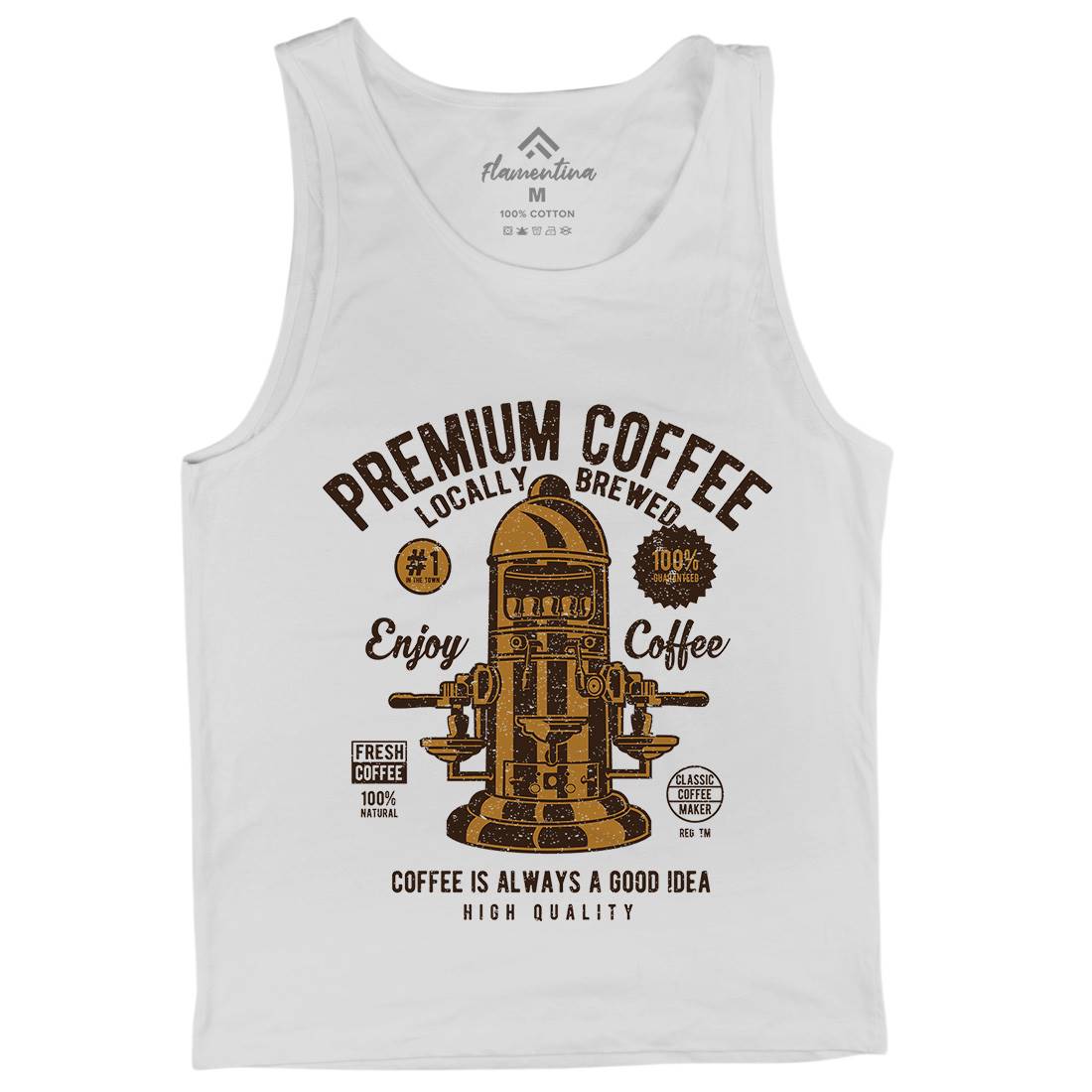 Classic Coffee Maker Mens Tank Top Vest Drinks A036