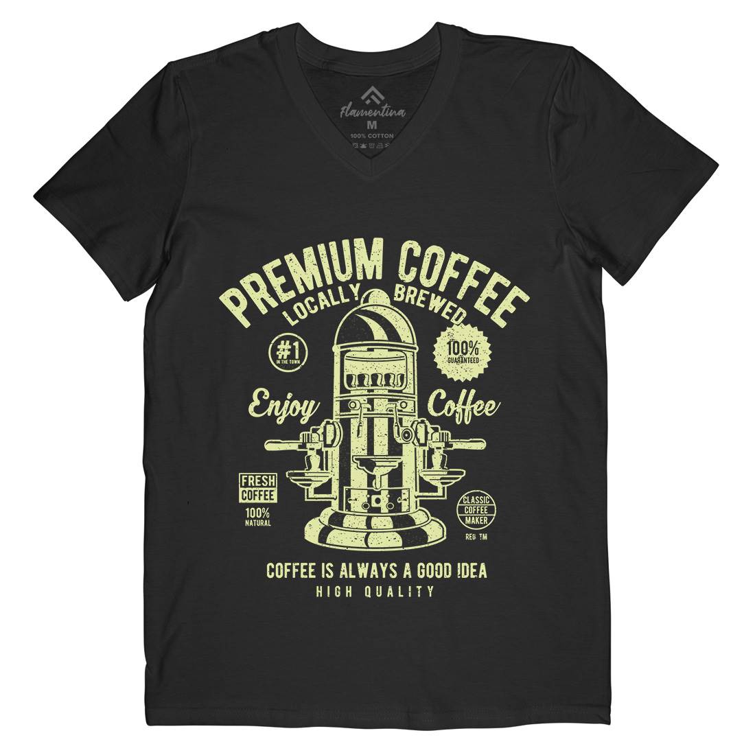 Classic Coffee Maker Mens Organic V-Neck T-Shirt Drinks A036