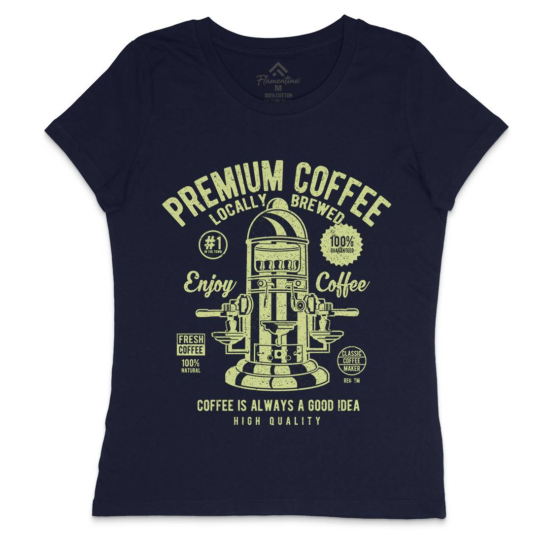 Classic Coffee Maker Womens Crew Neck T-Shirt Drinks A036