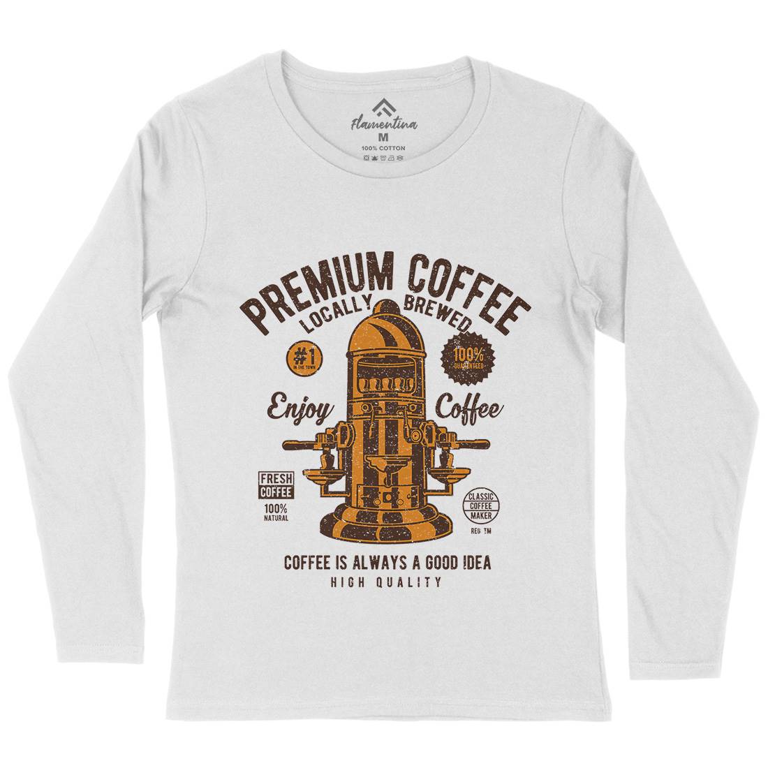 Classic Coffee Maker Womens Long Sleeve T-Shirt Drinks A036