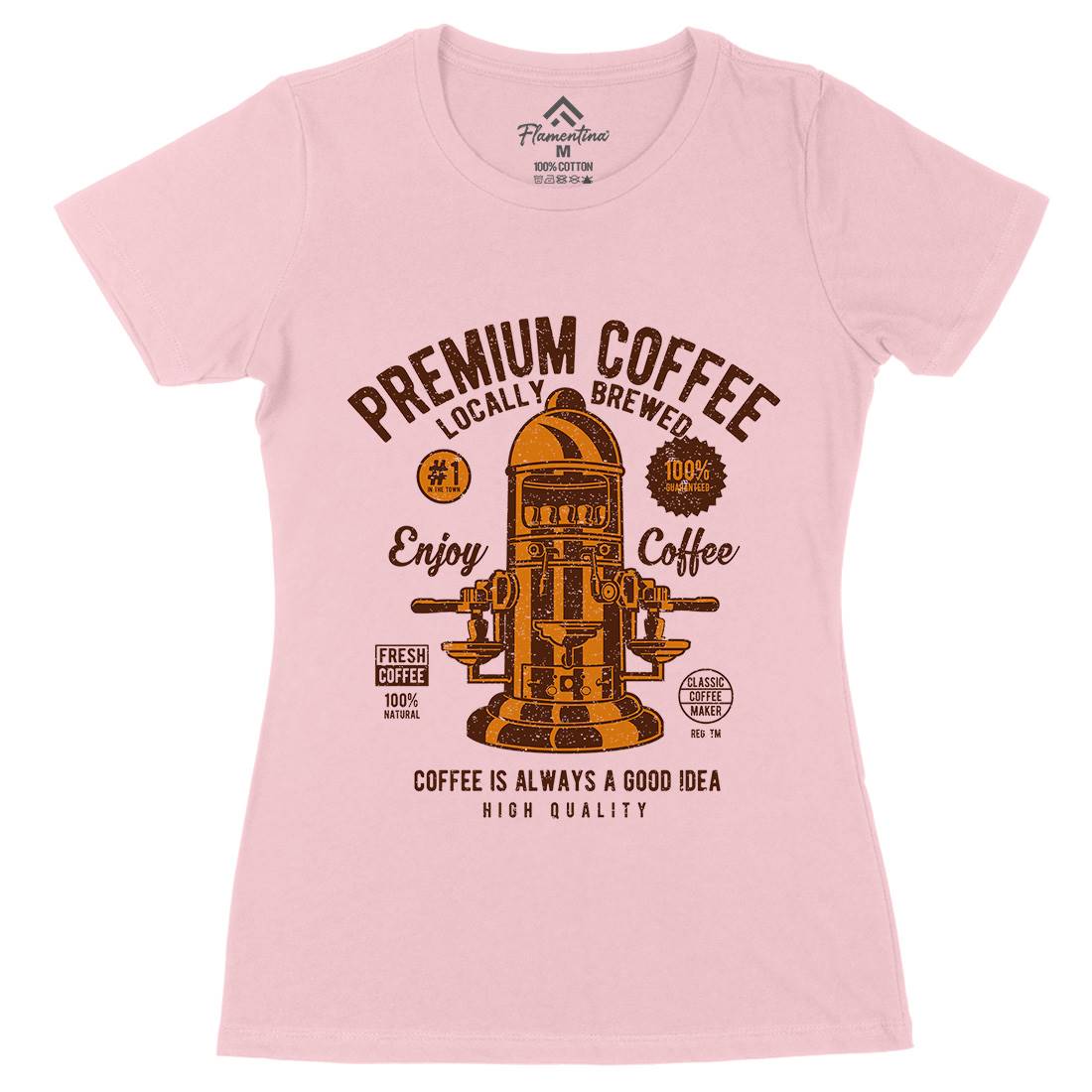 Classic Coffee Maker Womens Organic Crew Neck T-Shirt Drinks A036