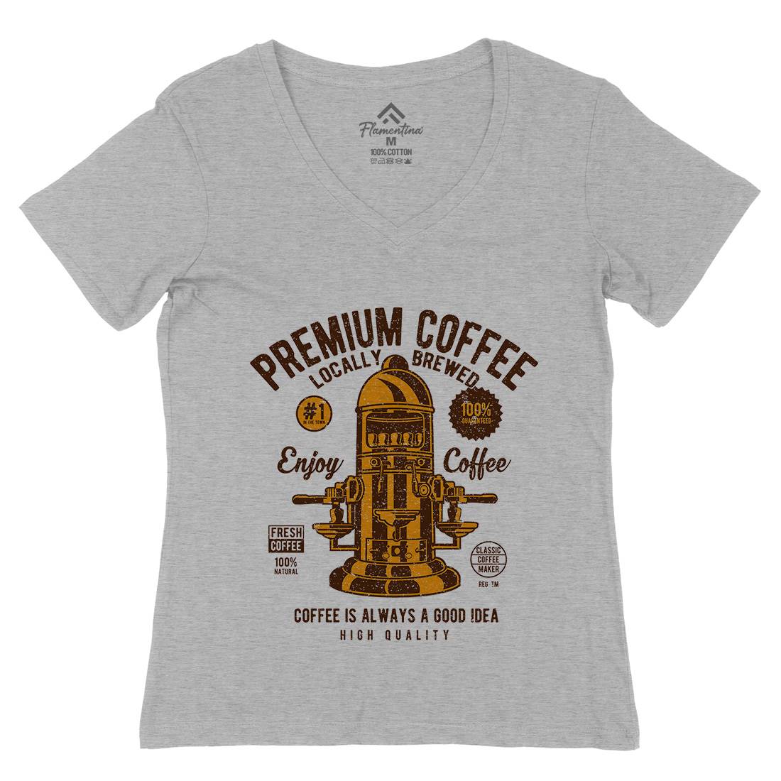 Classic Coffee Maker Womens Organic V-Neck T-Shirt Drinks A036