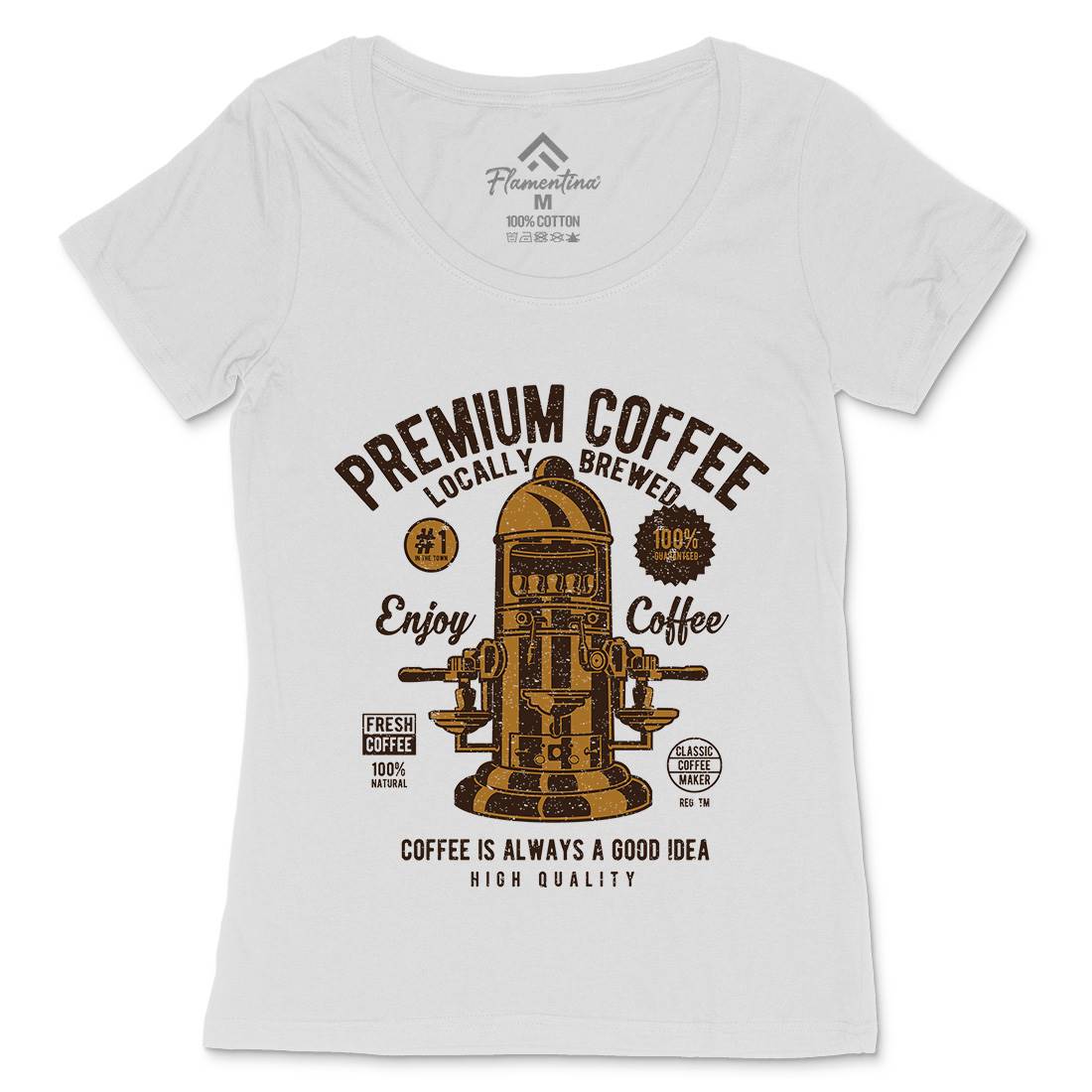 Classic Coffee Maker Womens Scoop Neck T-Shirt Drinks A036