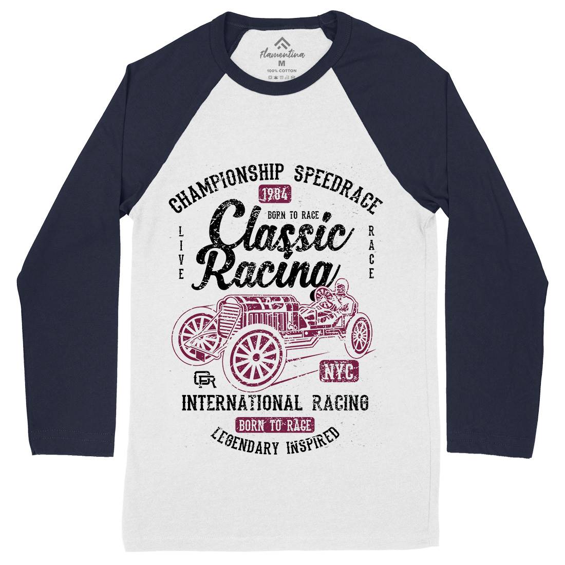 Classic Racing Mens Long Sleeve Baseball T-Shirt Cars A037