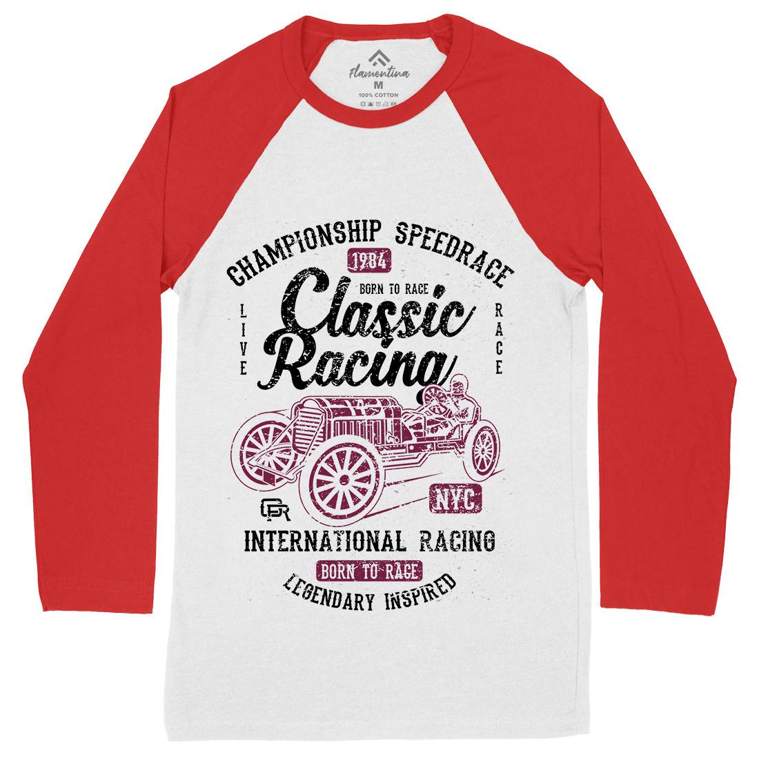 Classic Racing Mens Long Sleeve Baseball T-Shirt Cars A037