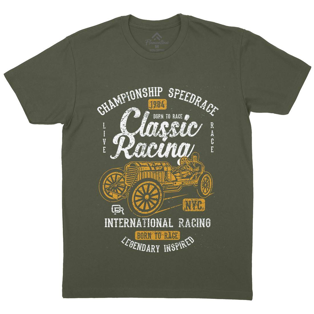 Classic Racing Mens Organic Crew Neck T-Shirt Cars A037