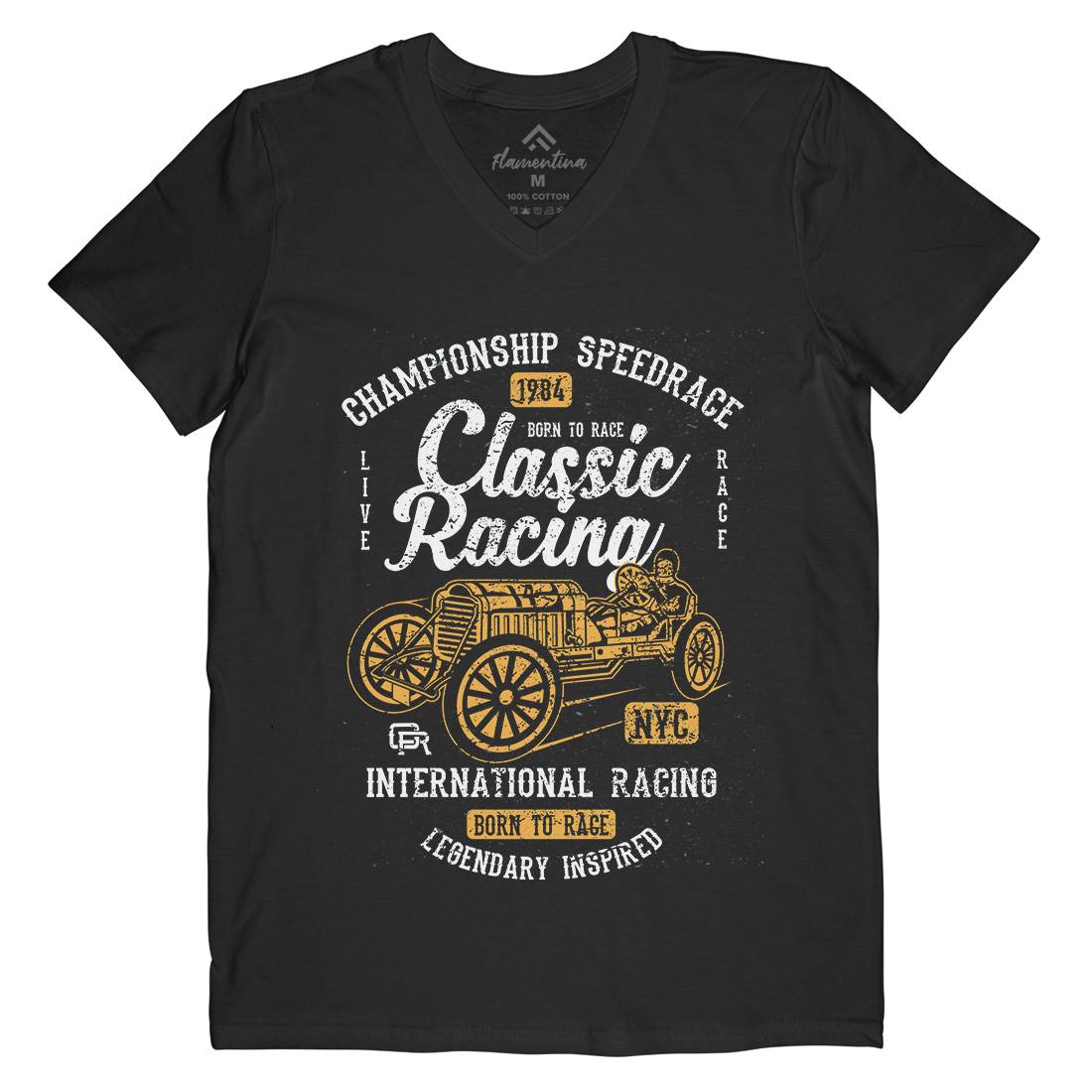 Classic Racing Mens Organic V-Neck T-Shirt Cars A037