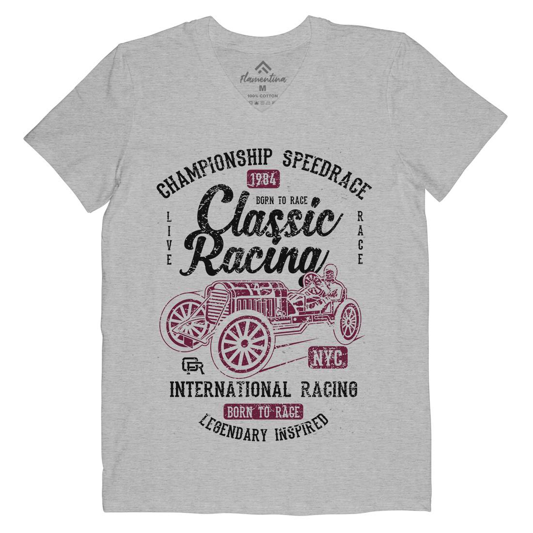 Classic Racing Mens Organic V-Neck T-Shirt Cars A037