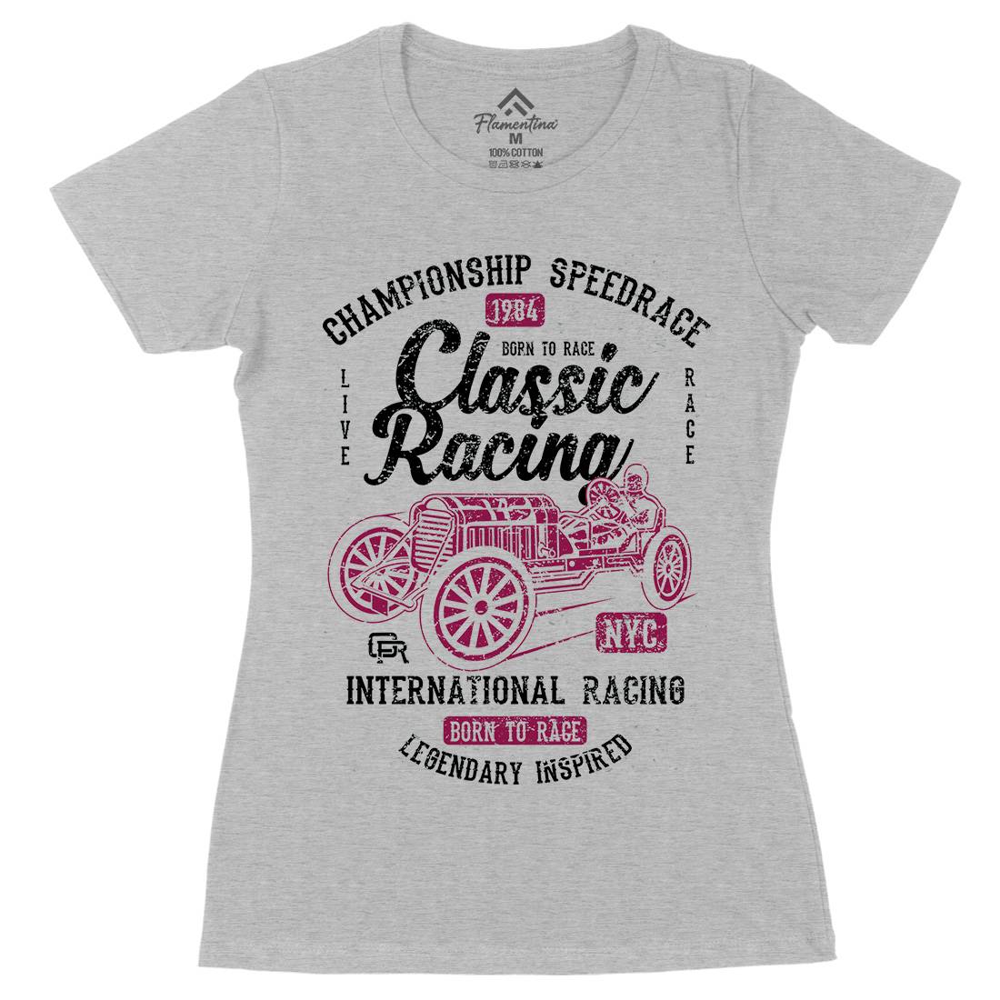 Classic Racing Womens Organic Crew Neck T-Shirt Cars A037