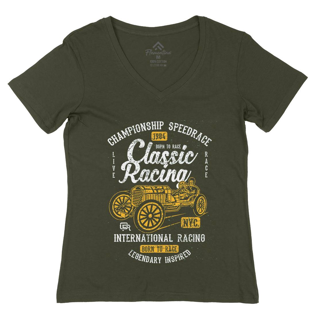 Classic Racing Womens Organic V-Neck T-Shirt Cars A037