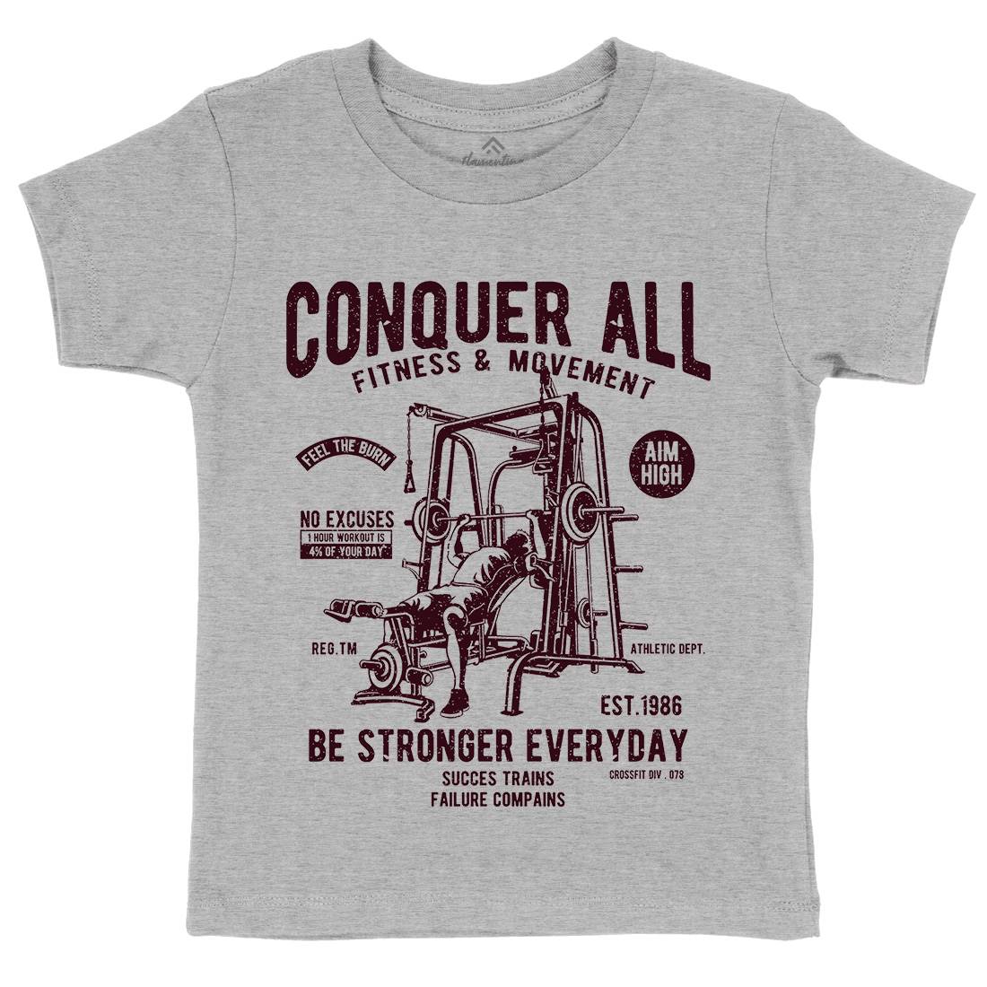 Conquer All Kids Organic Crew Neck T-Shirt Gym A038