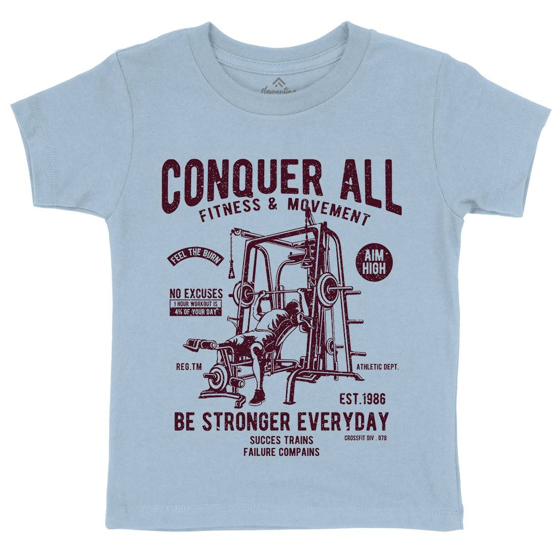 Conquer All Kids Crew Neck T-Shirt Gym A038