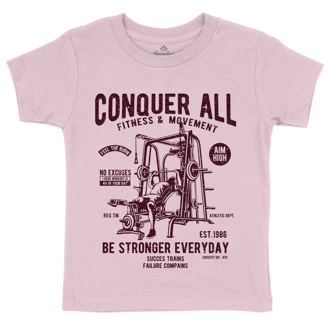 Conquer All Kids Organic Crew Neck T-Shirt Gym A038