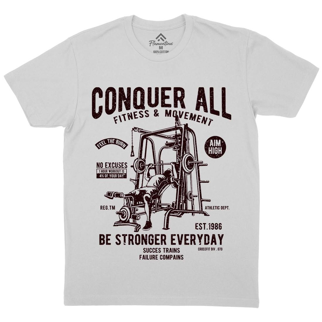 Conquer All Mens Crew Neck T-Shirt Gym A038