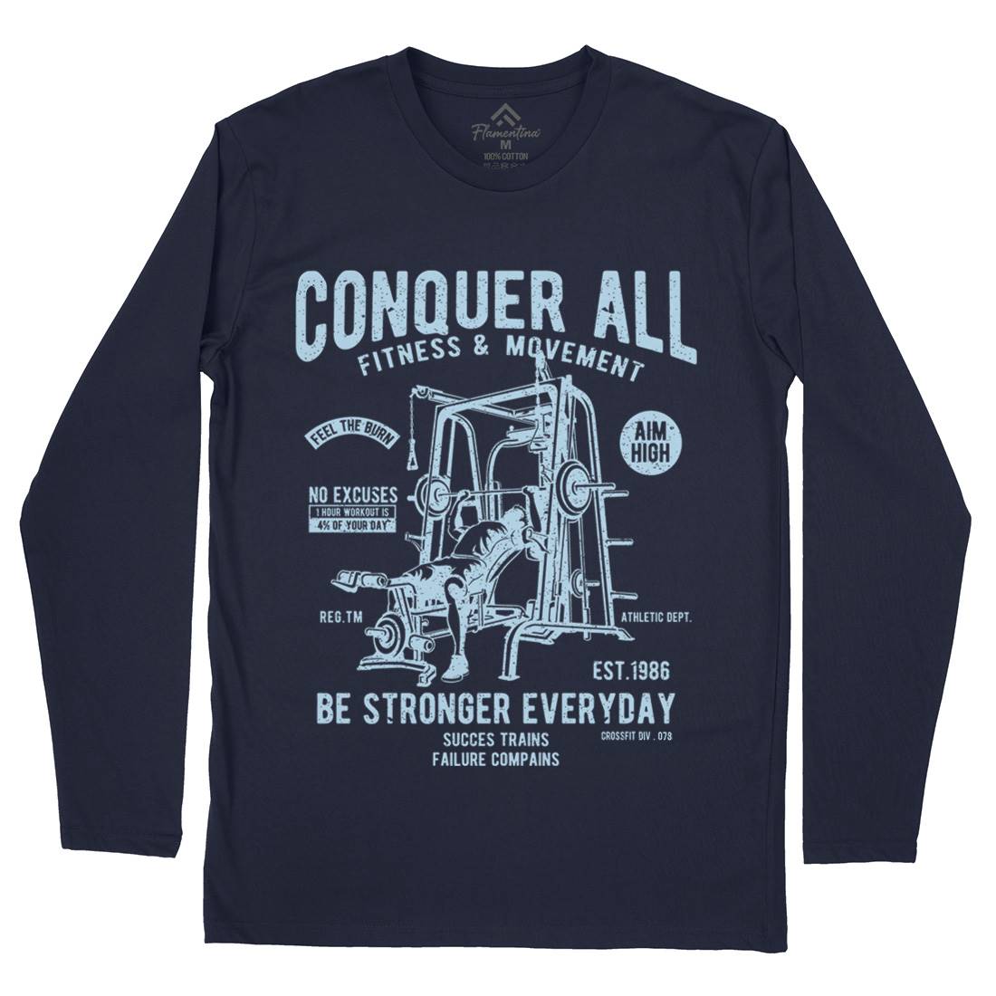 Conquer All Mens Long Sleeve T-Shirt Gym A038