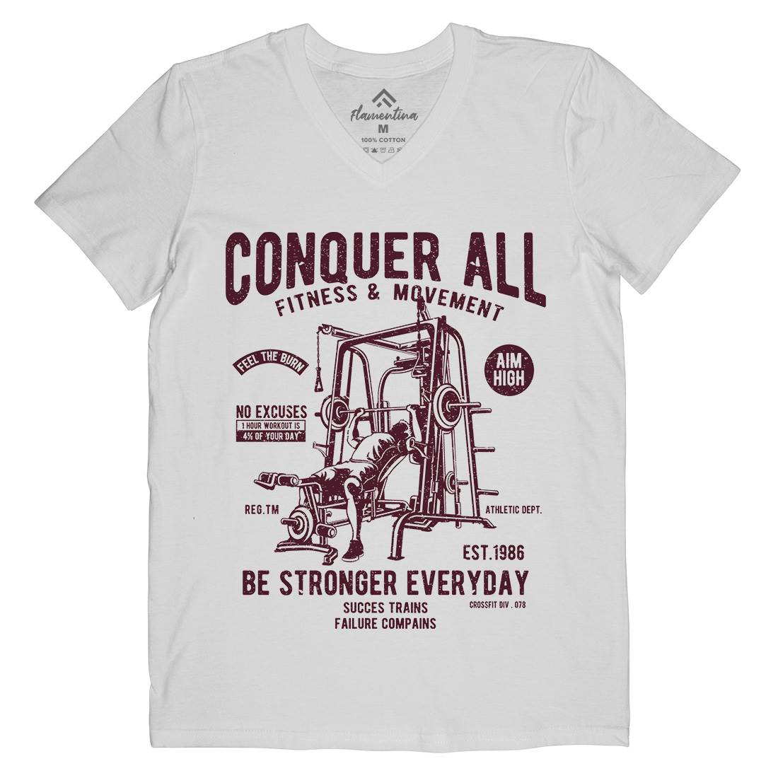 Conquer All Mens V-Neck T-Shirt Gym A038