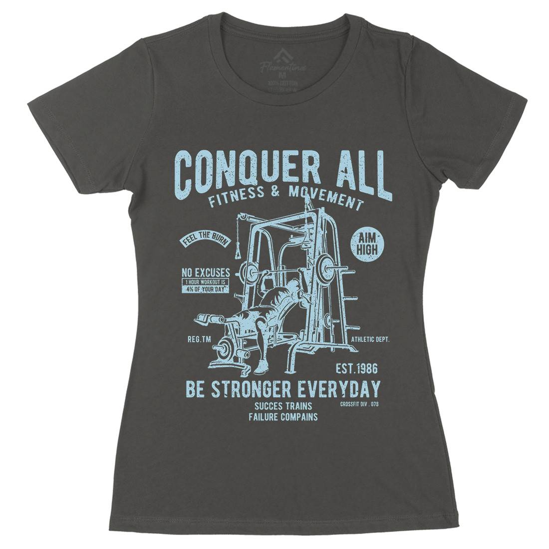 Conquer All Womens Organic Crew Neck T-Shirt Gym A038