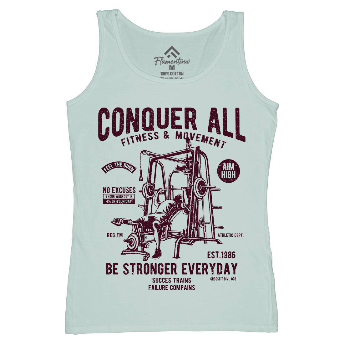 Conquer All Womens Organic Tank Top Vest Gym A038