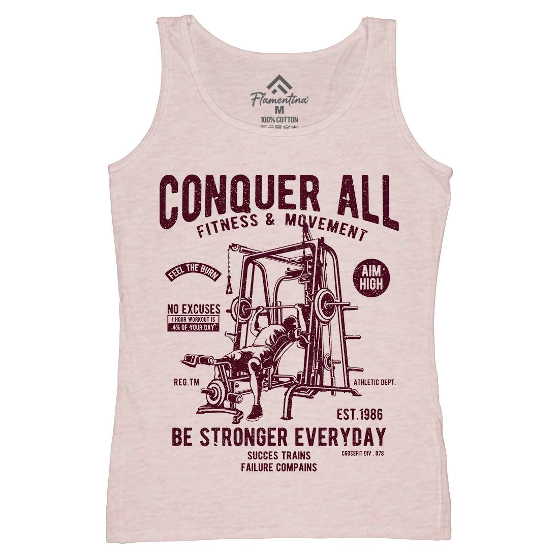 Conquer All Womens Organic Tank Top Vest Gym A038