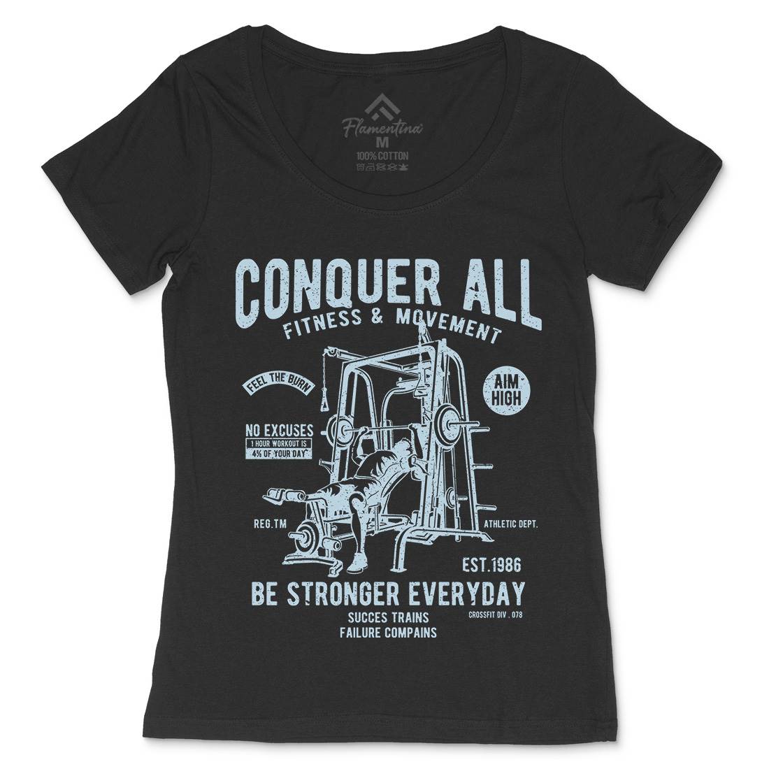 Conquer All Womens Scoop Neck T-Shirt Gym A038